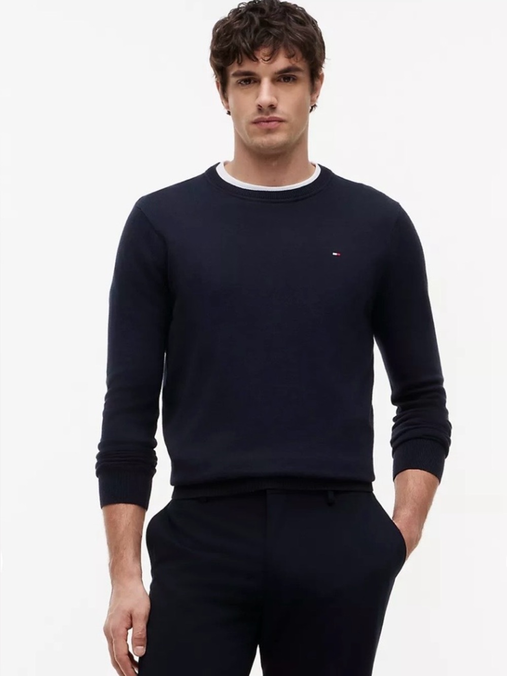 Tommy Hilfiger Men's Navy Classic  Crewneck Sweater Small